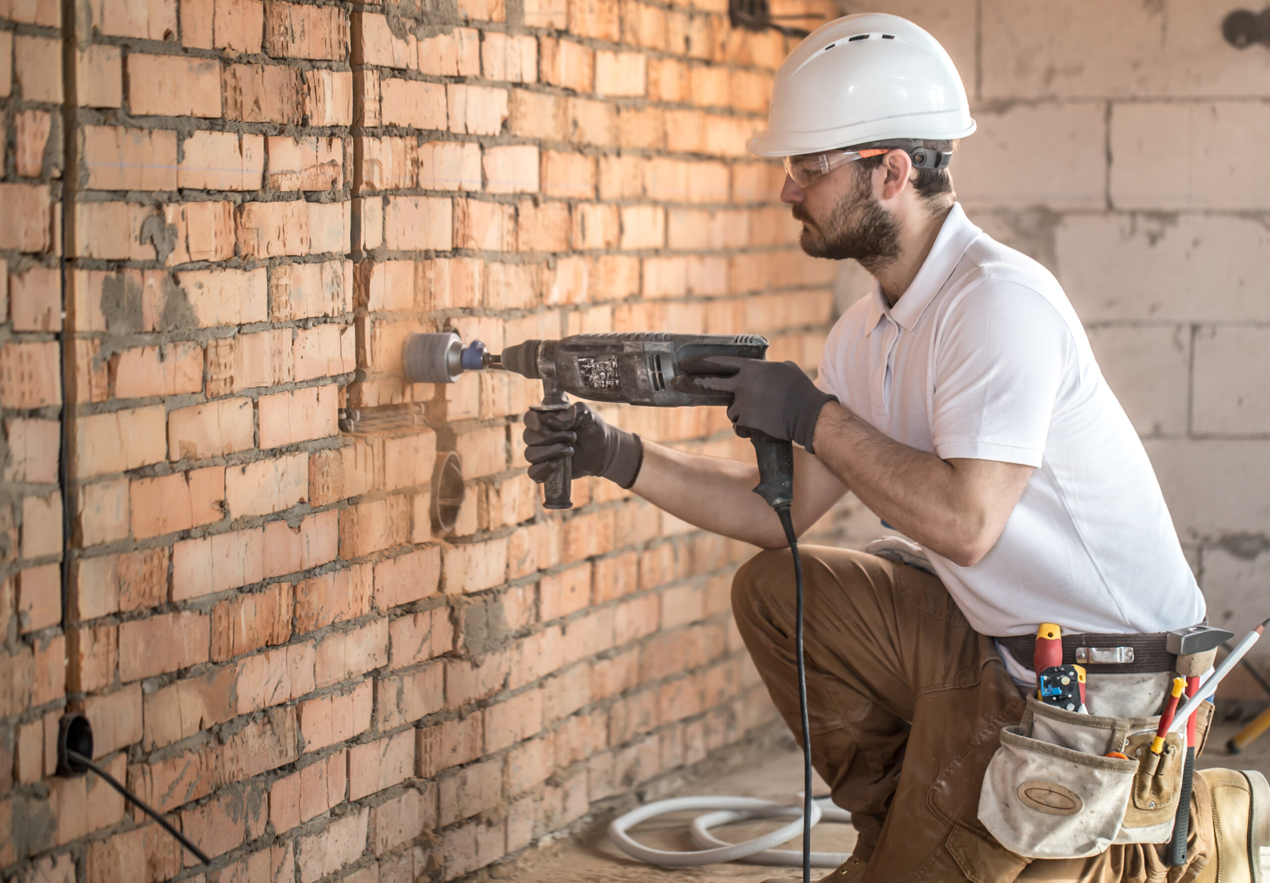 professional-worker-construction-site carotaggi muro aircare installazione prodotto a muro purificatore depuratore aria